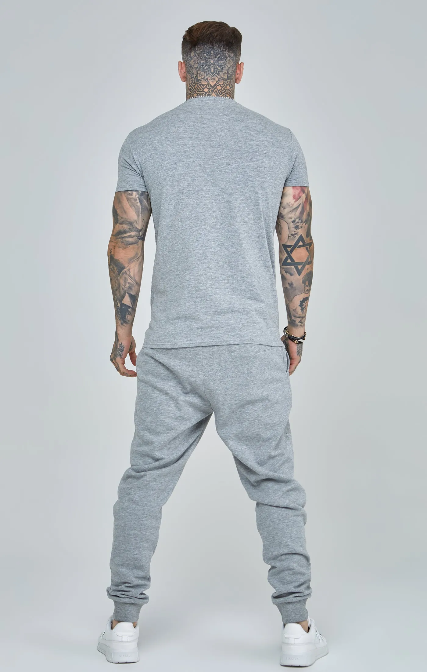 Grey Marl Essential Short Sleeve Muscle Fit T-Shirt sold by Siksilk product image thumbnail 5