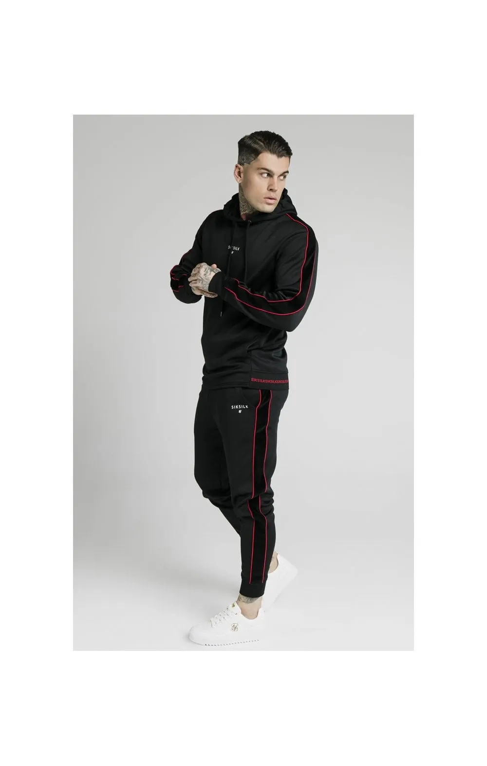 SikSilk Imperial Quarter Zip Hoodie - Black & Red sold by Siksilk product image thumbnail 5