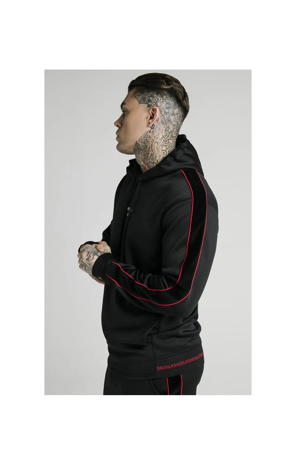 SikSilk Imperial Quarter Zip Hoodie - Black & Red sold by Siksilk product image thumbnail 3