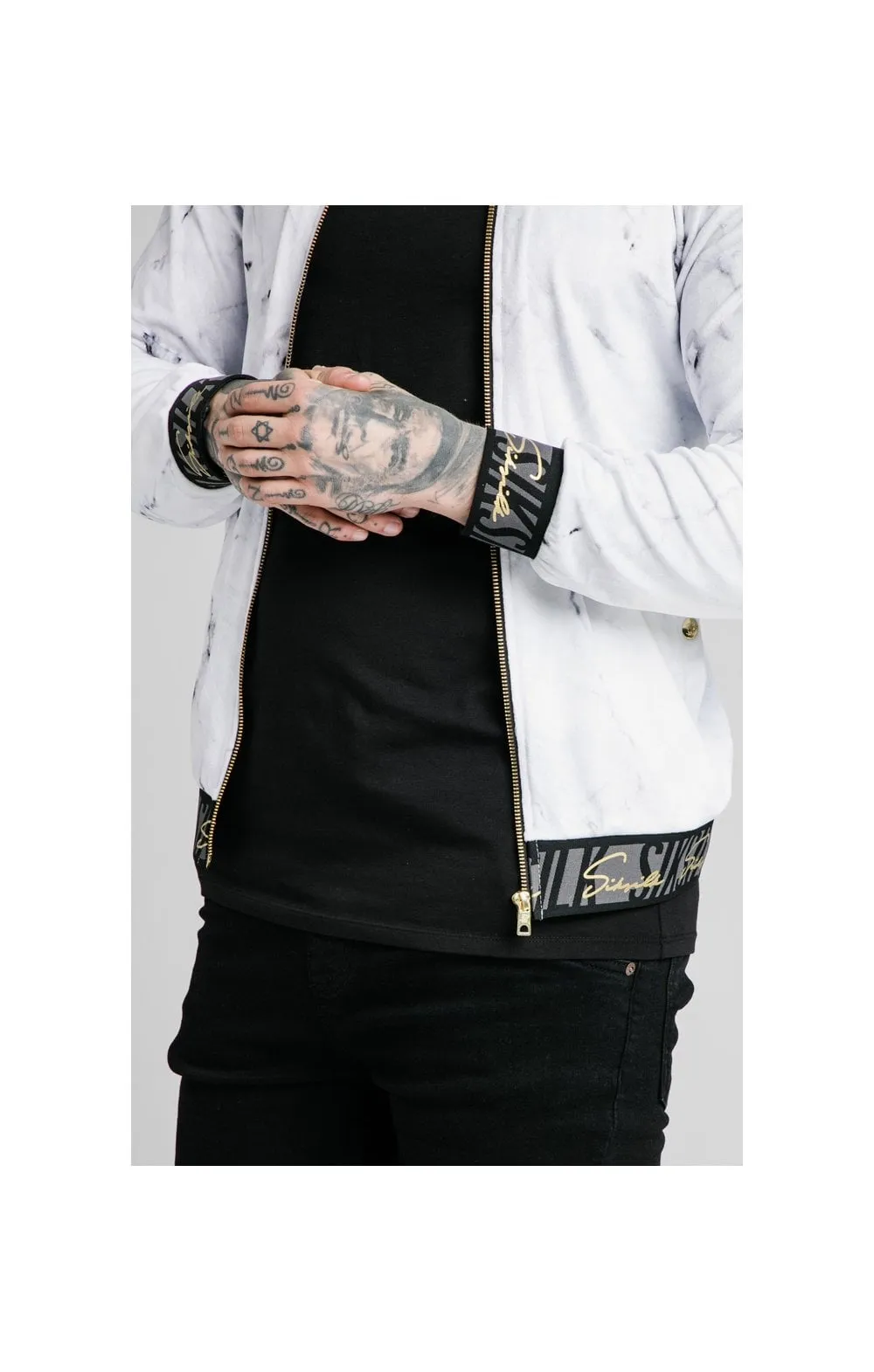 SikSilk Marble Velour Bomber - Grey & White sold by Siksilk product image thumbnail 3