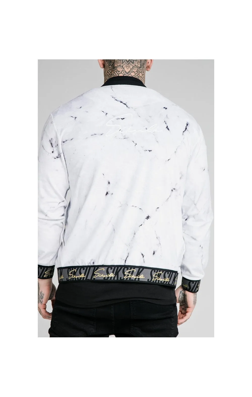 SikSilk Marble Velour Bomber - Grey & White sold by Siksilk product image thumbnail 2