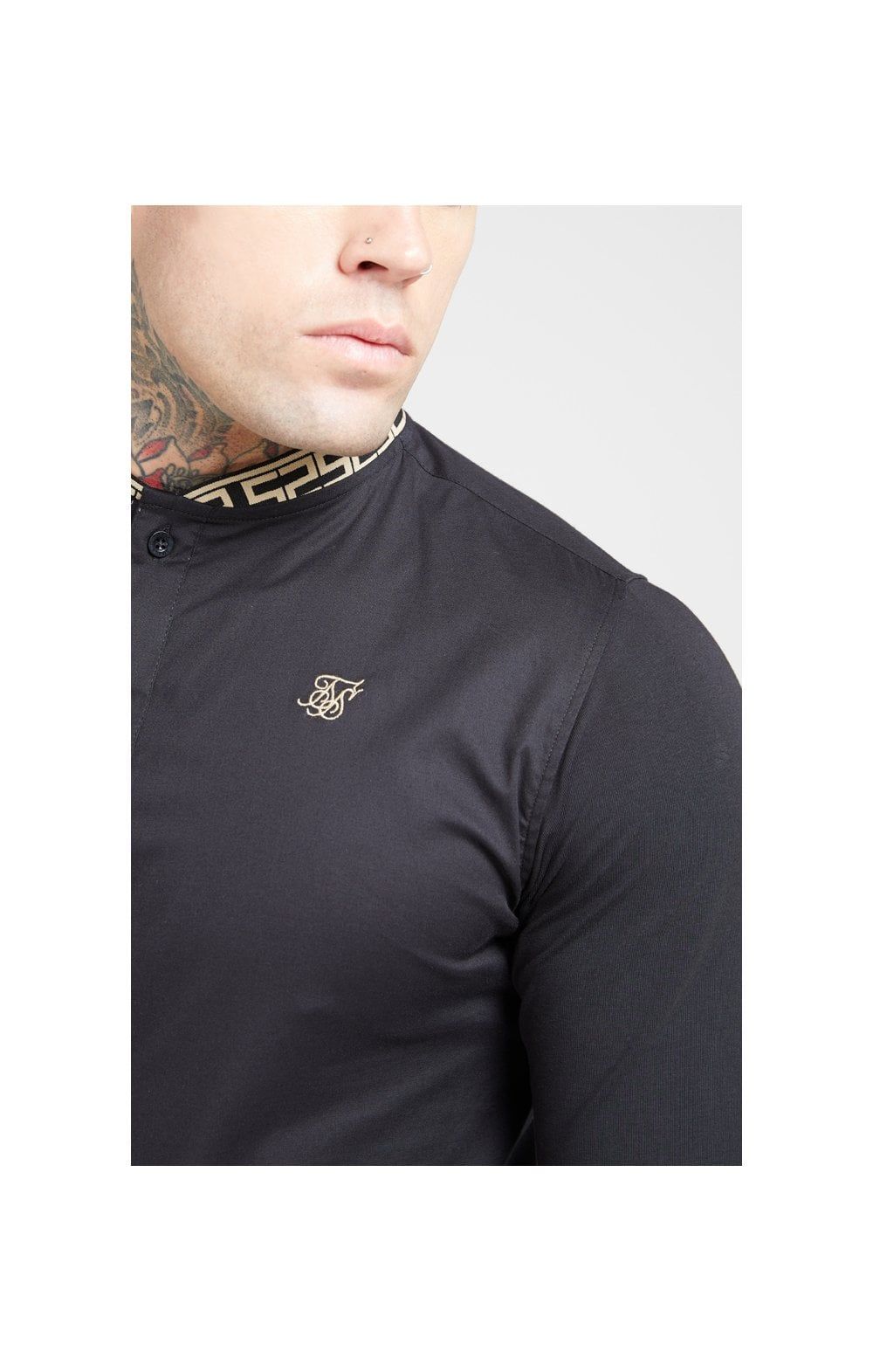 SikSilk L/S Tape Collar Shirt - Black & Gold sold by Siksilk product image thumbnail 2