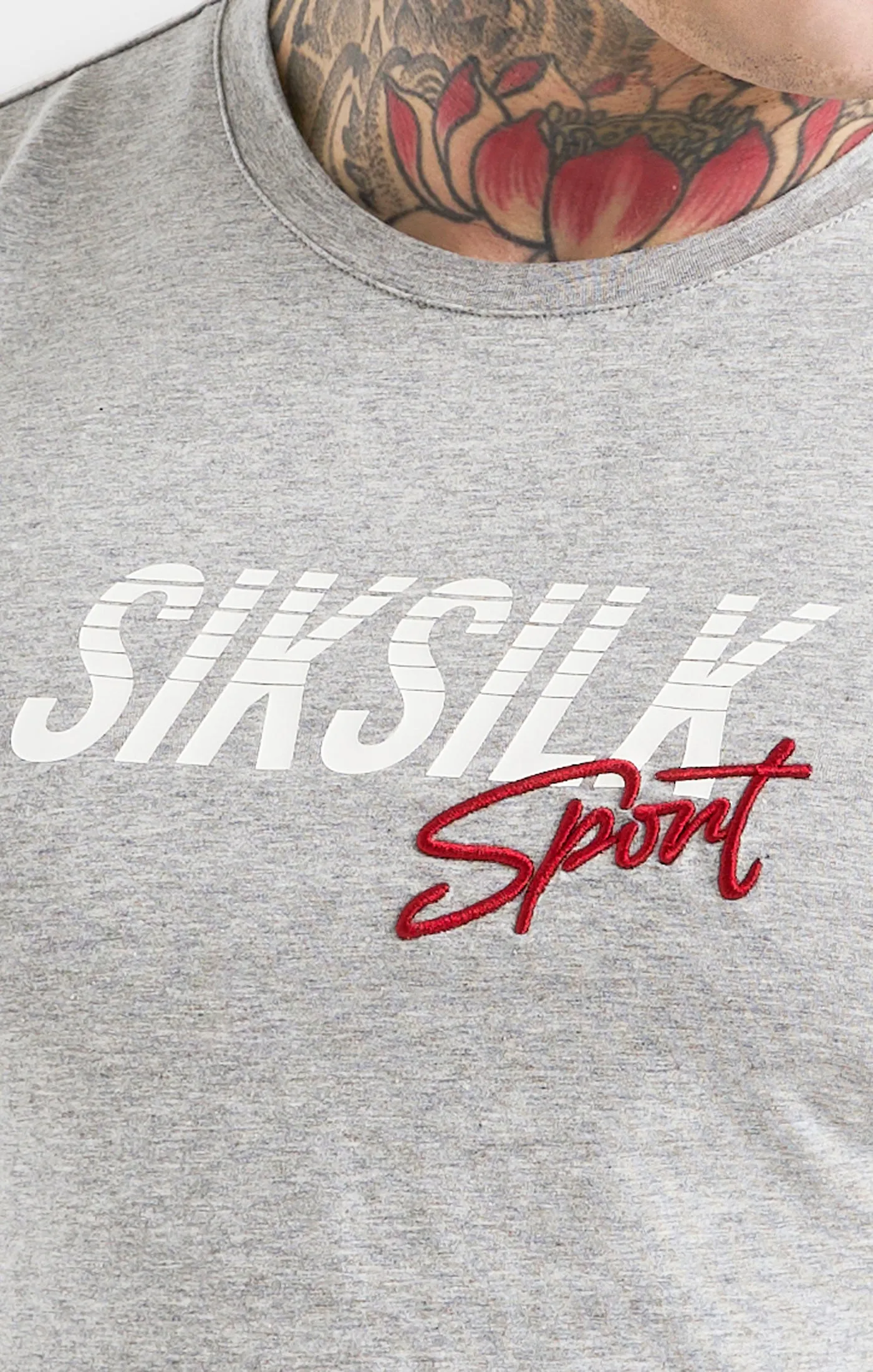 Grey Marl Sports Muscle Fit T-Shirt sold by Siksilk product image thumbnail 2