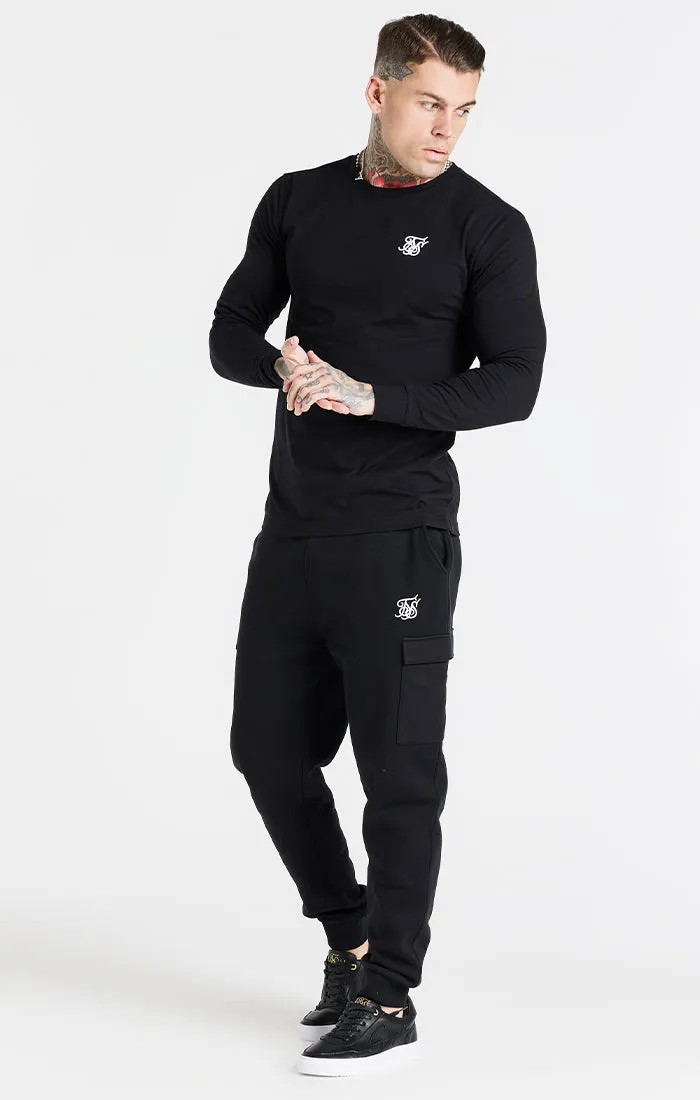 Black Essential Long Sleeve Muscle Fit T-Shirt sold by Siksilk product image thumbnail 3
