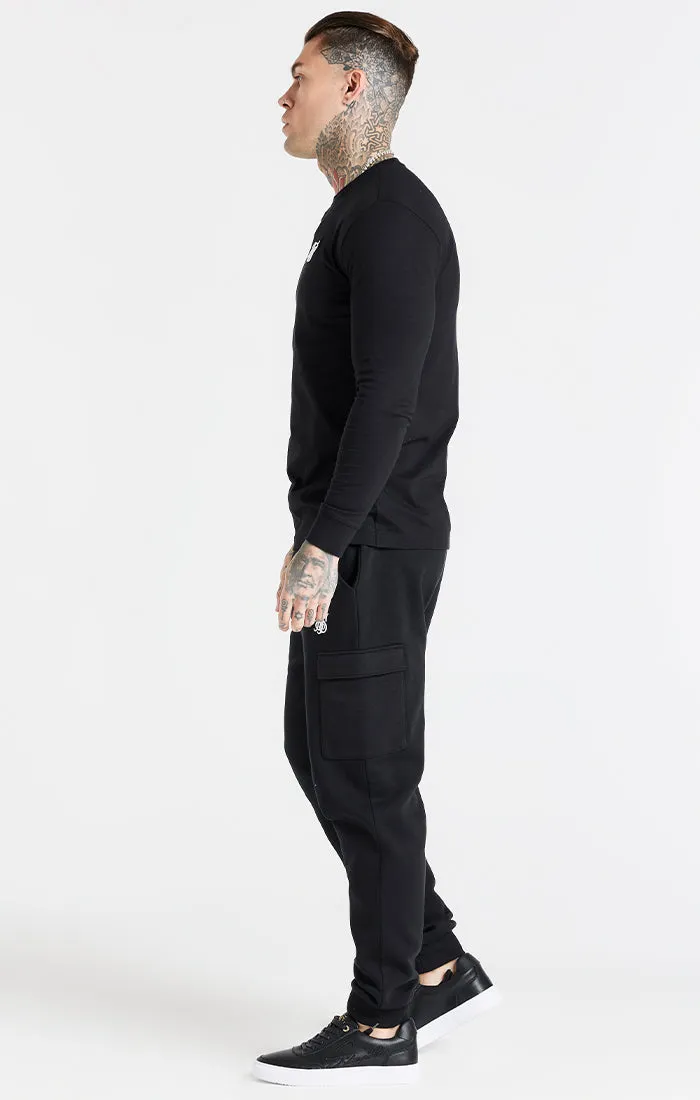 Black Essential Long Sleeve Muscle Fit T-Shirt sold by Siksilk product image thumbnail 4