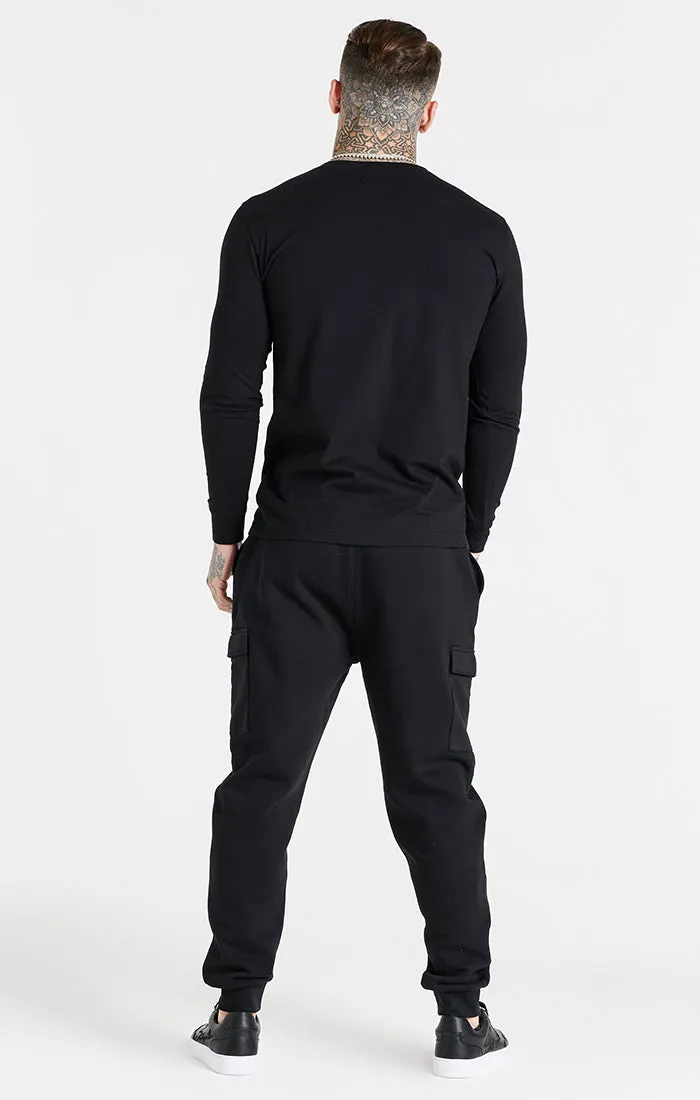 Black Essential Long Sleeve Muscle Fit T-Shirt sold by Siksilk product image thumbnail 5