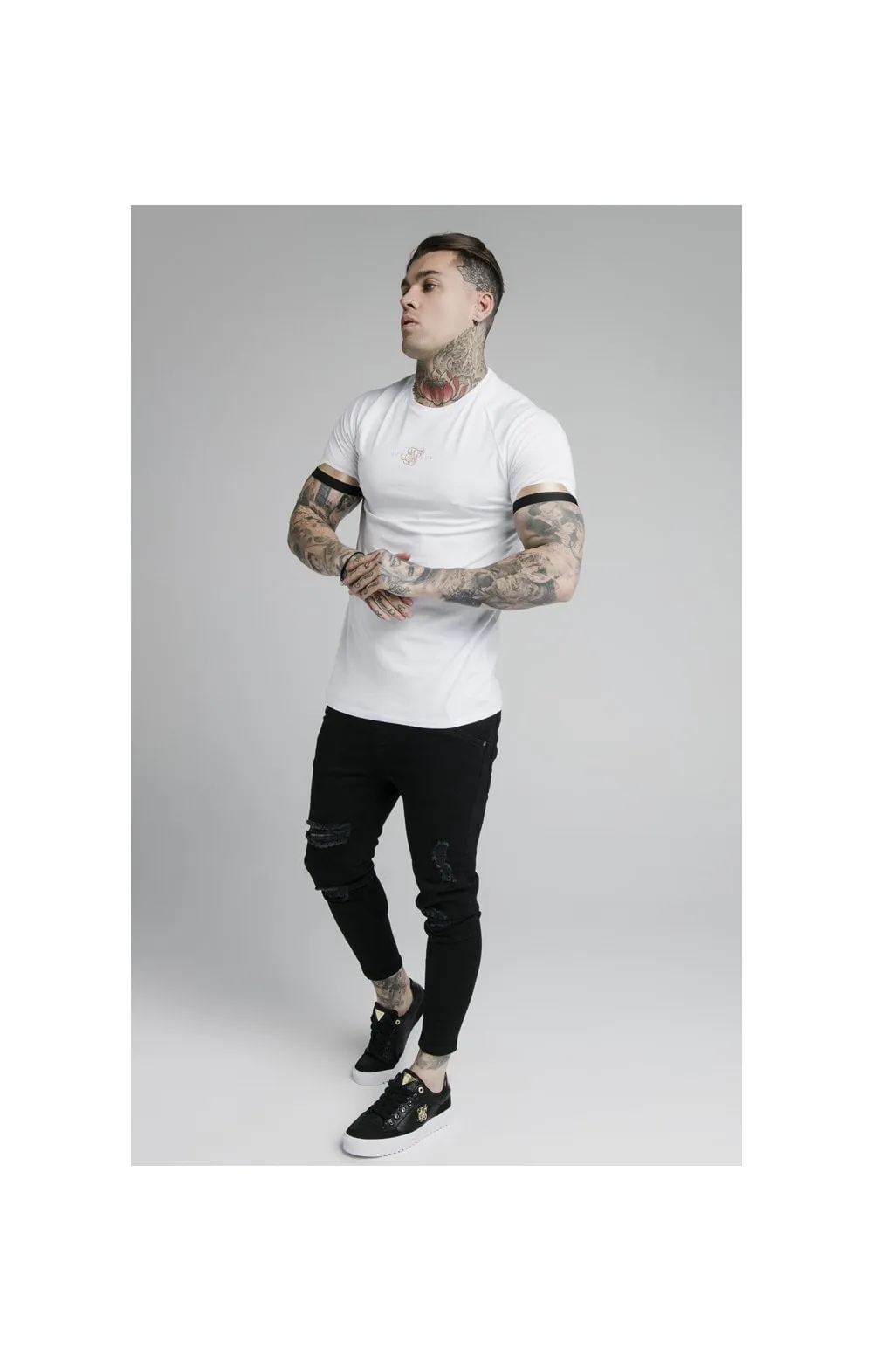SikSilk Dual Cuff Tech Tee - White & Gold sold by Siksilk product image thumbnail 3