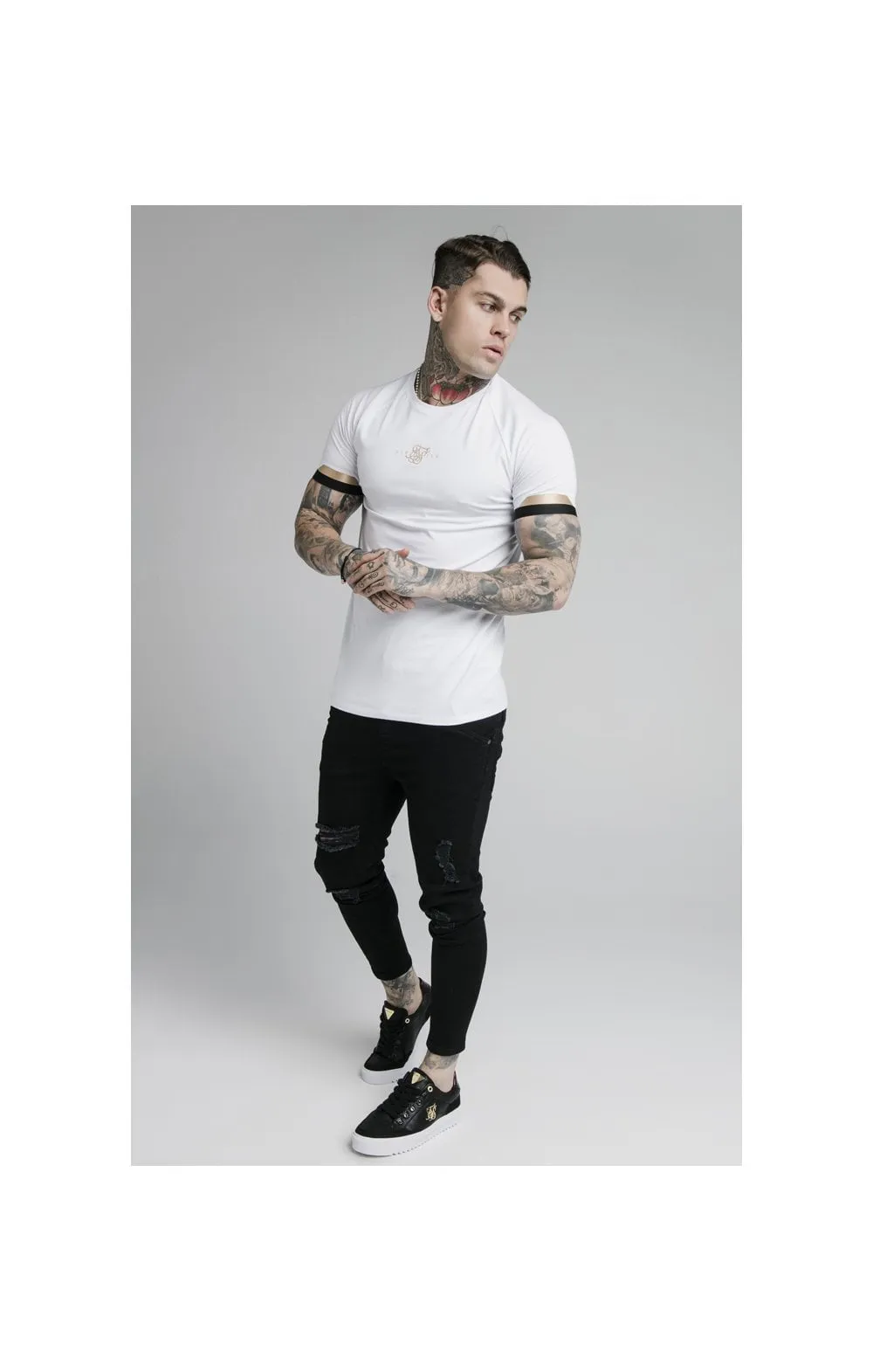 SikSilk Dual Cuff Tech Tee - White & Gold sold by Siksilk product image thumbnail 4