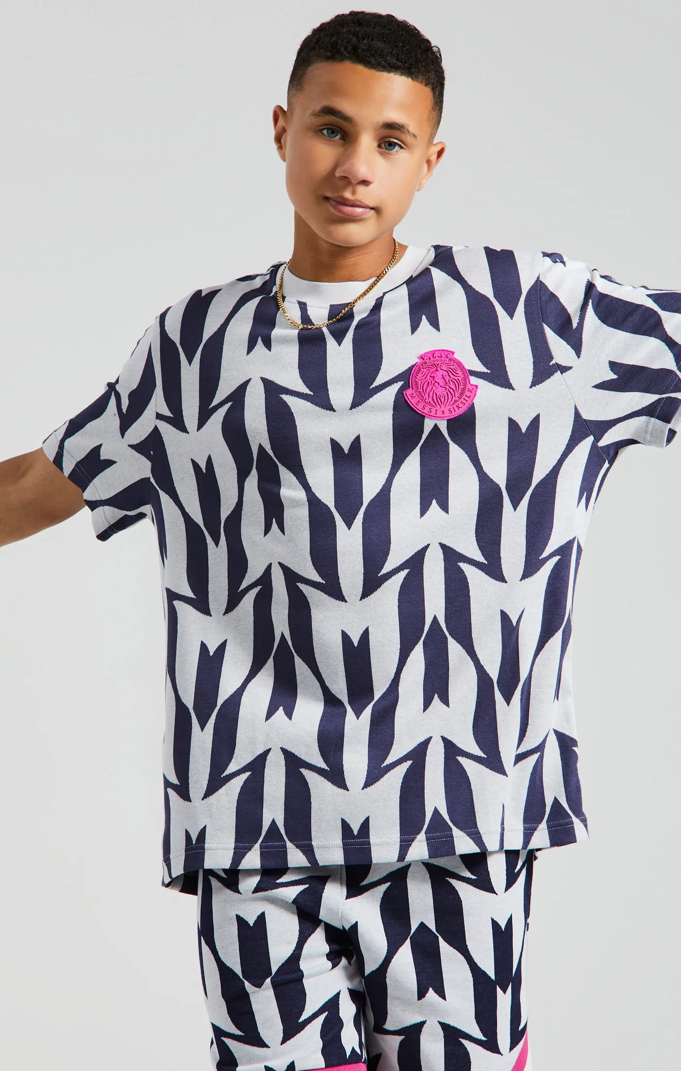 Boys Messi x SikSilk Ecru Monogram T-Shirt sold by Siksilk product image thumbnail 3