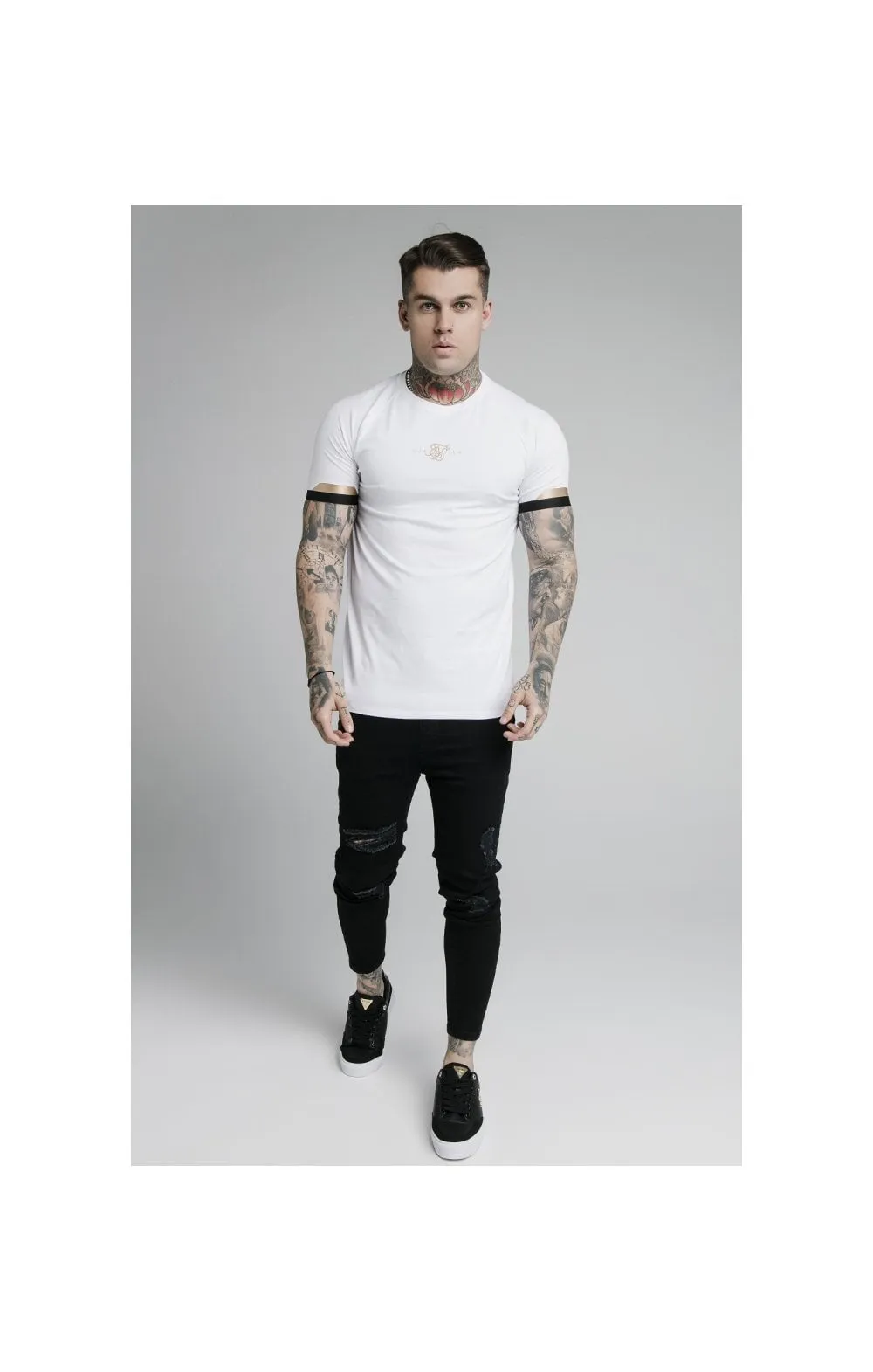 SikSilk Dual Cuff Tech Tee - White & Gold sold by Siksilk product image thumbnail 5
