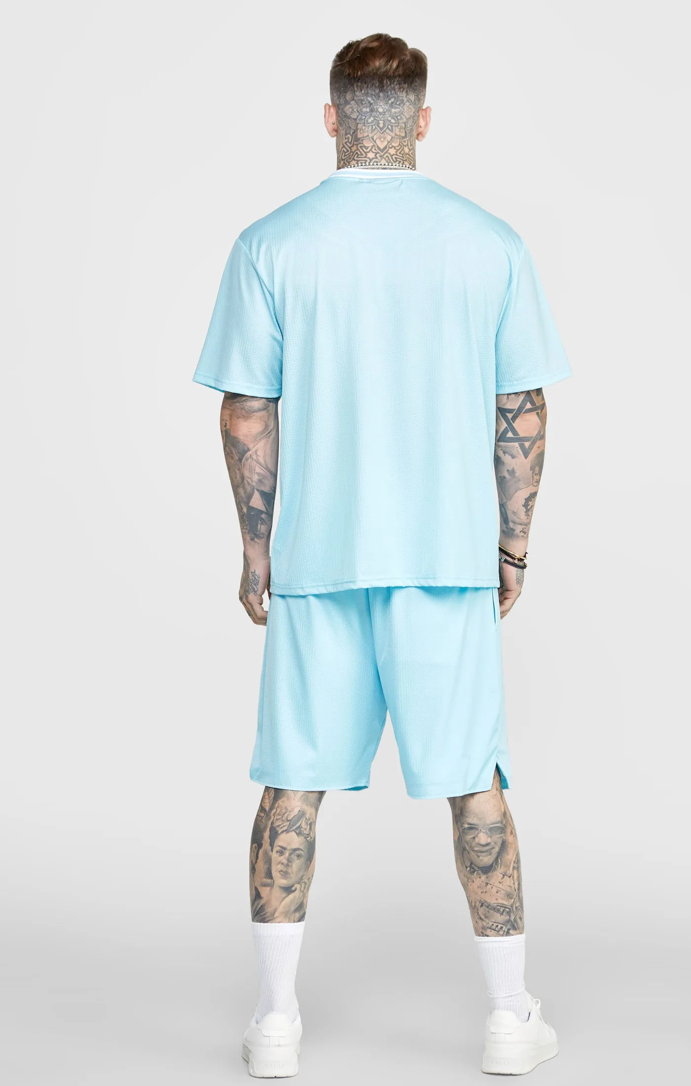 Blue Mesh Drop Shoulder Tee sold by Siksilk product image thumbnail 5
