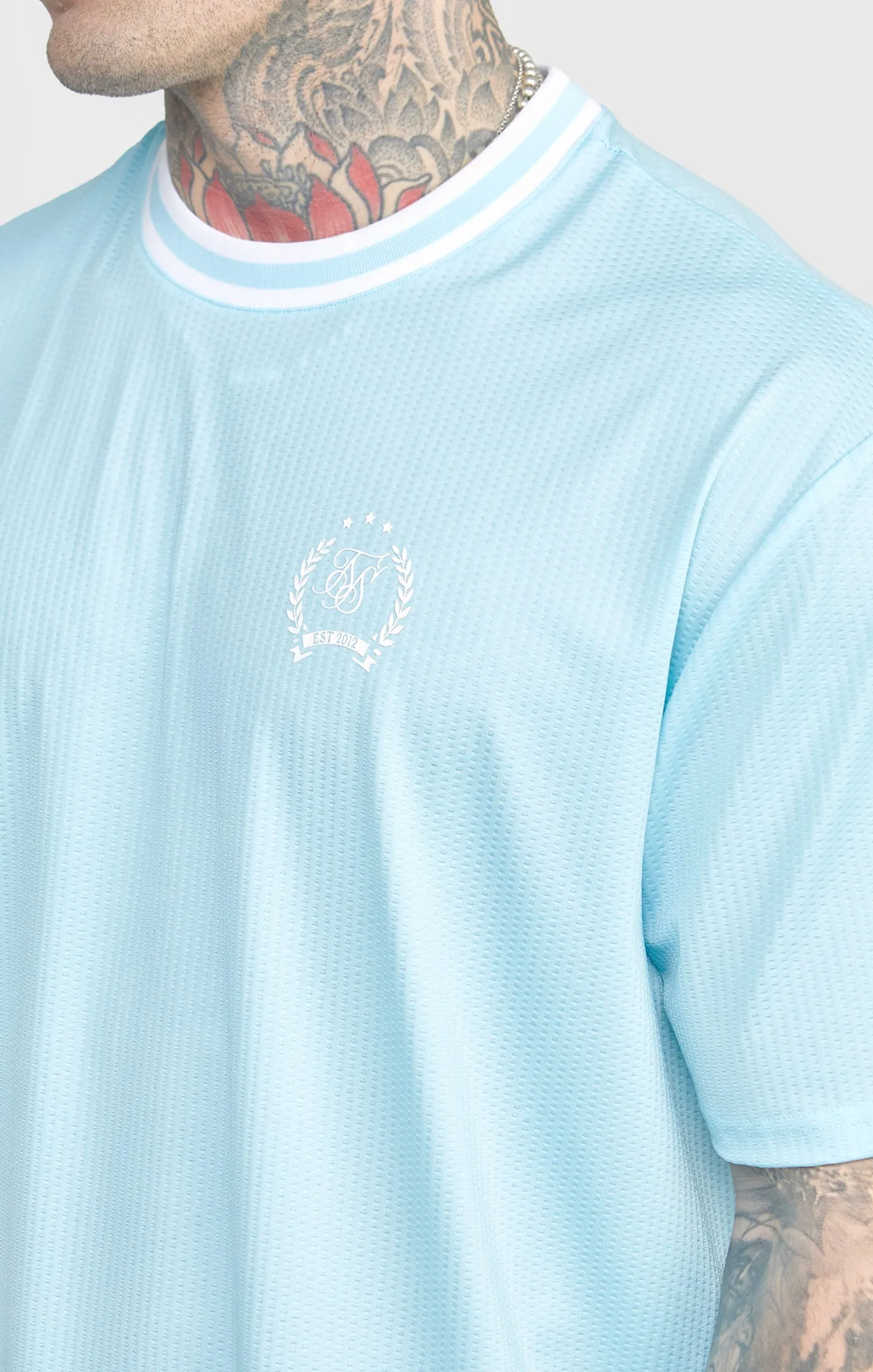Blue Mesh Drop Shoulder Tee sold by Siksilk product image thumbnail 2