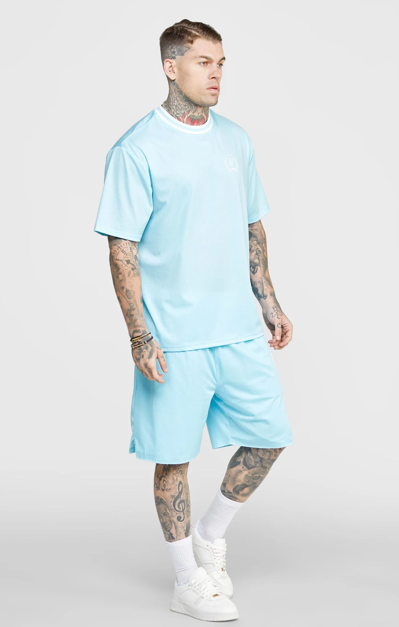 Blue Mesh Drop Shoulder Tee sold by Siksilk product image thumbnail 3