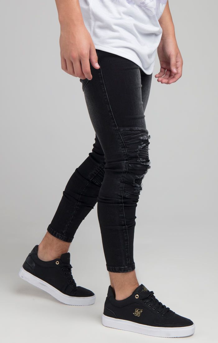 Boys Illusive Black Biker Denim Jean sold by Siksilk product image thumbnail 2