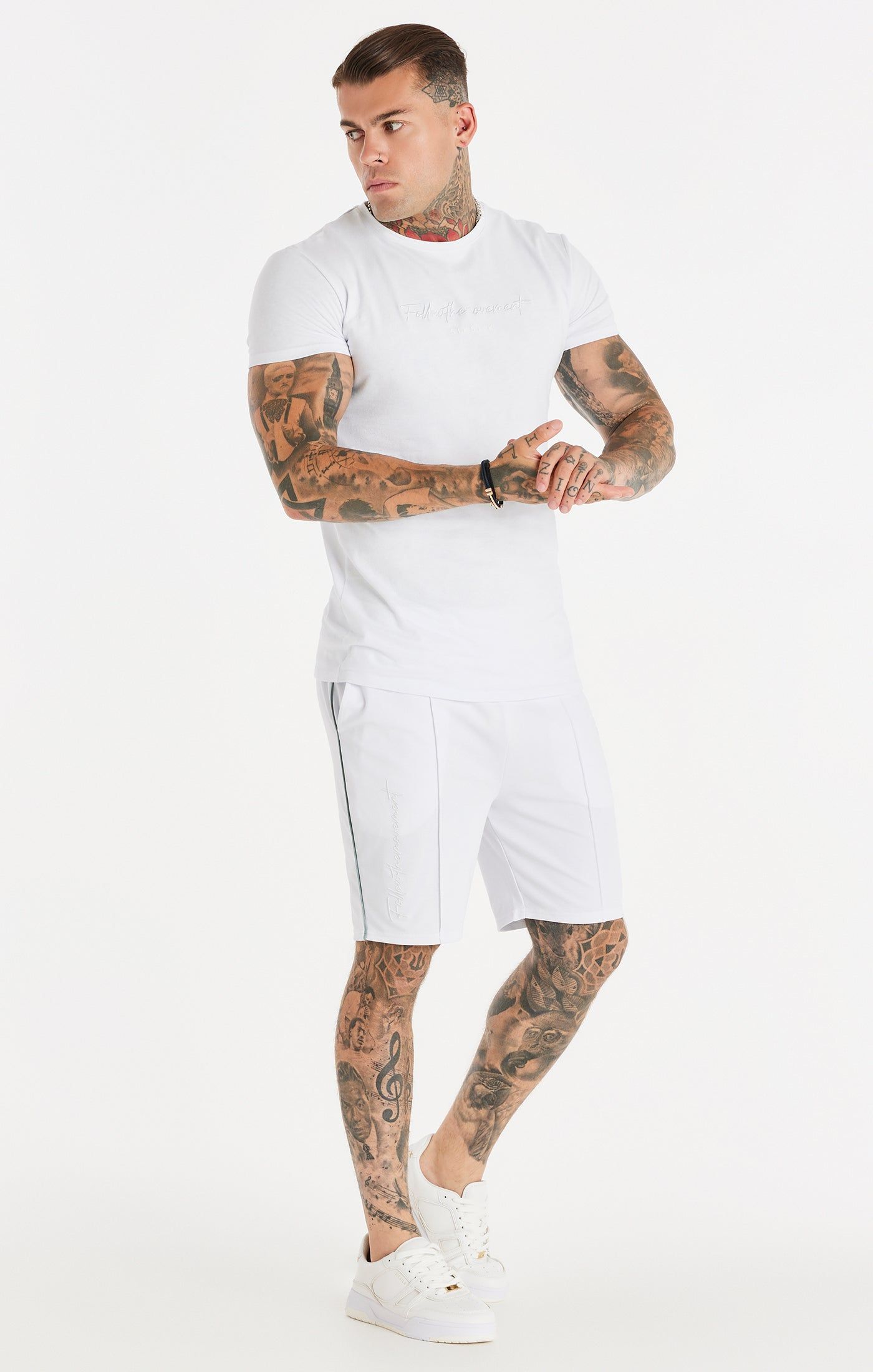 White Script Embroidery Muscle Fit T-Shirt sold by Siksilk product image thumbnail 3
