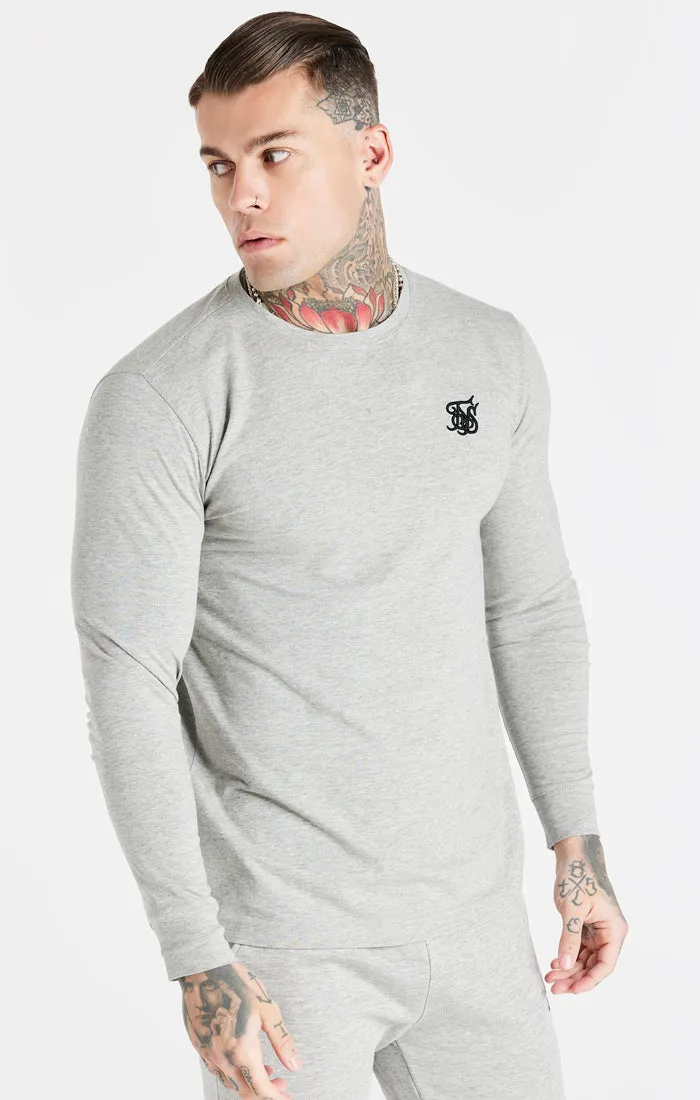 Grey Marl Essential Long Sleeve Muscle Fit T-Shirt sold by Siksilk