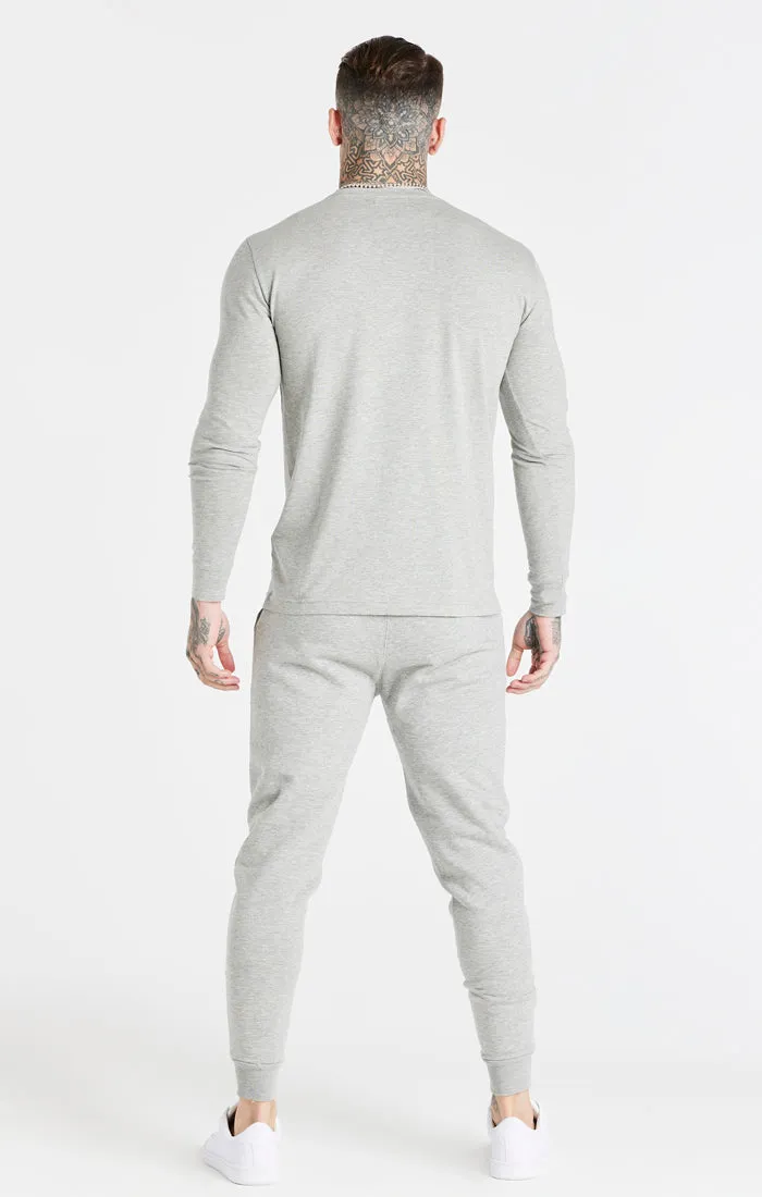 Grey Marl Essential Long Sleeve Muscle Fit T-Shirt sold by Siksilk product image thumbnail 5