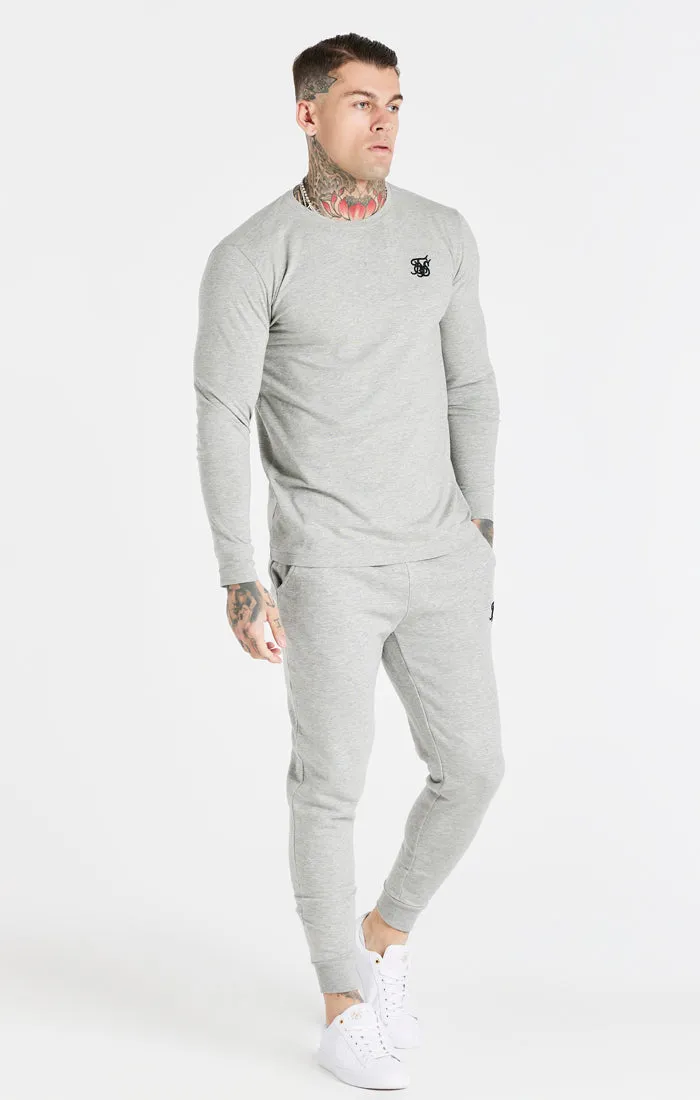 Grey Marl Essential Long Sleeve Muscle Fit T-Shirt sold by Siksilk product image thumbnail 3