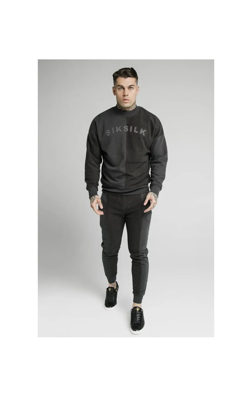 SikSilk Half & Half Crew Sweater – Washed Grey sold by Siksilk product image thumbnail 4
