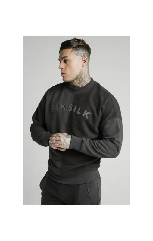 SikSilk Half & Half Crew Sweater – Washed Grey sold by Siksilk