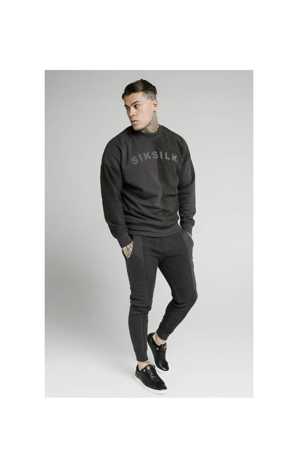 SikSilk Half & Half Crew Sweater – Washed Grey sold by Siksilk product image thumbnail 5