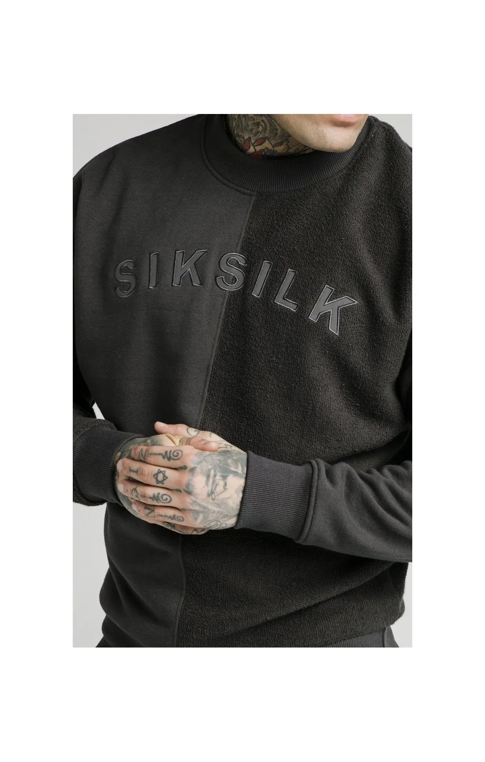 SikSilk Half & Half Crew Sweater – Washed Grey sold by Siksilk product image thumbnail 2