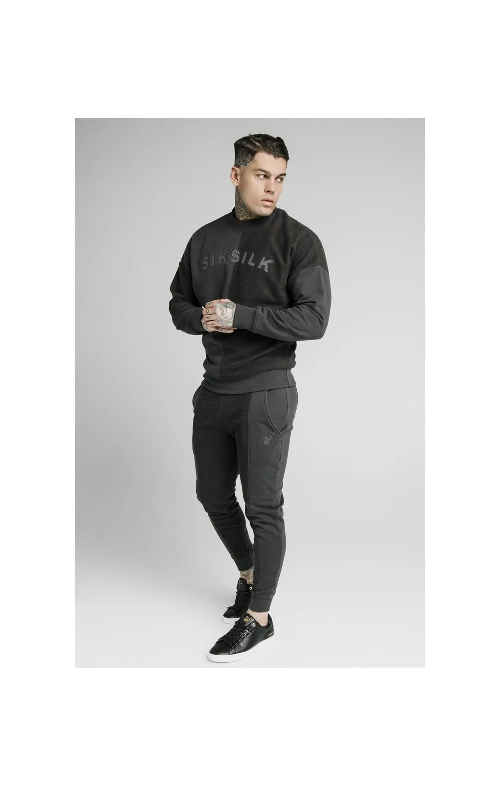 SikSilk Half & Half Crew Sweater – Washed Grey sold by Siksilk product image thumbnail 3