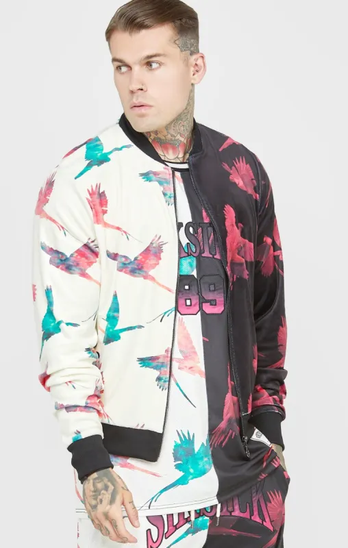 Ecru Print Bomber Jacket sold by Siksilk