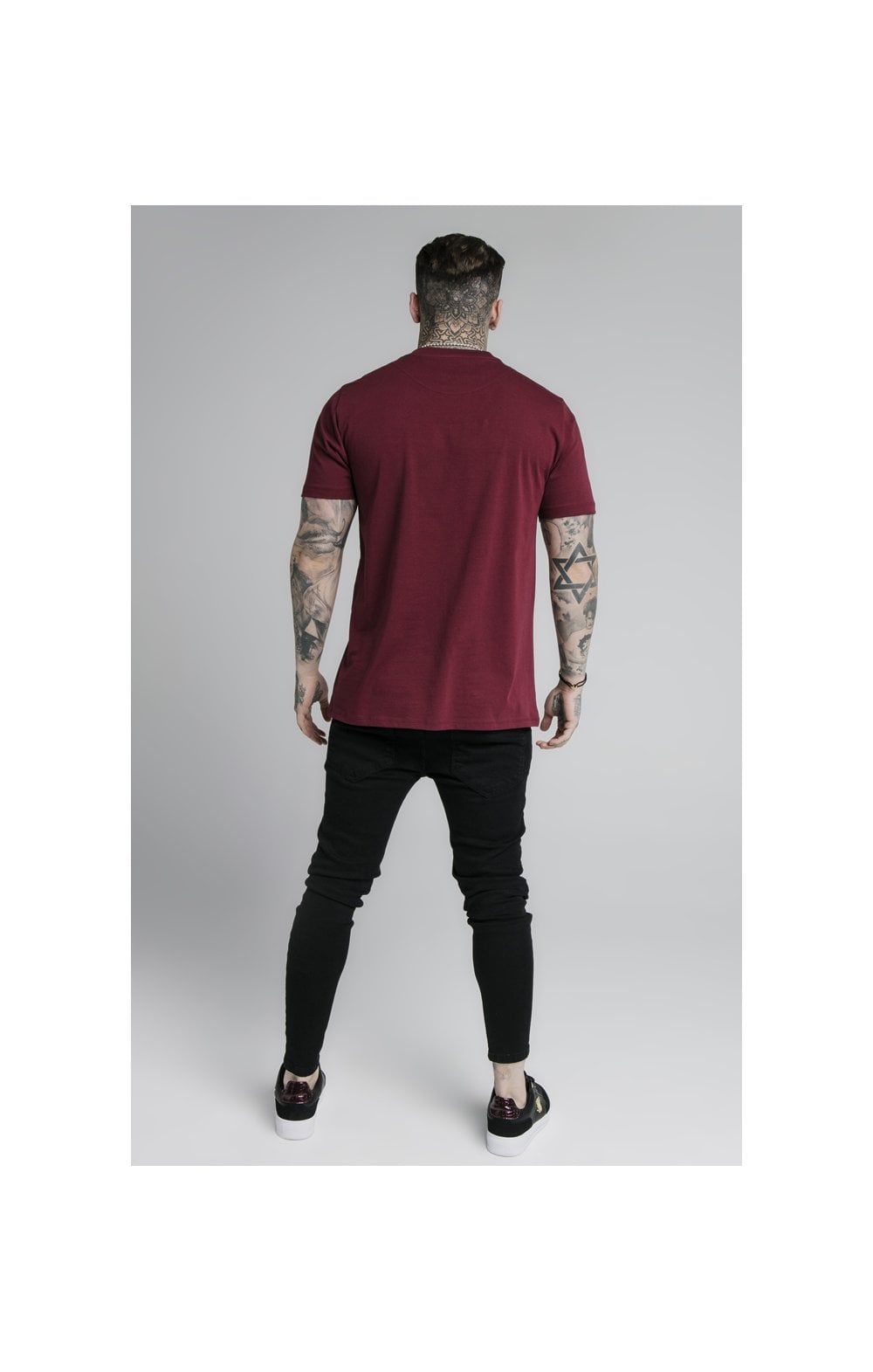 Burgundy Essential Muscle Fit T-Shirt sold by Siksilk product image thumbnail 6