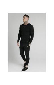 SikSilk Element L/S Straight Hem Gym Tee – Black & Gold sold by Siksilk