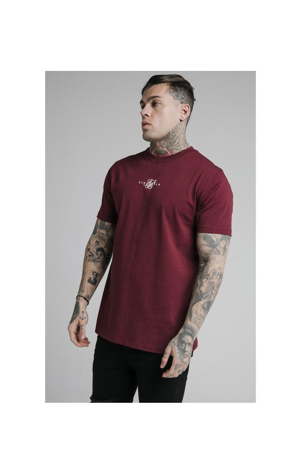 Burgundy Essential Muscle Fit T-Shirt sold by Siksilk