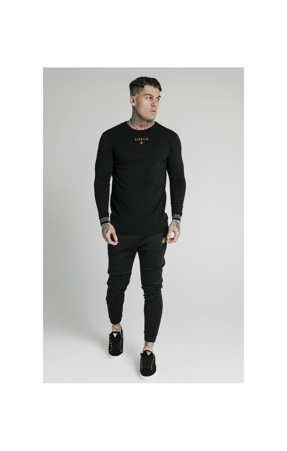 SikSilk Element L/S Straight Hem Gym Tee – Black & Gold sold by Siksilk product image thumbnail 3