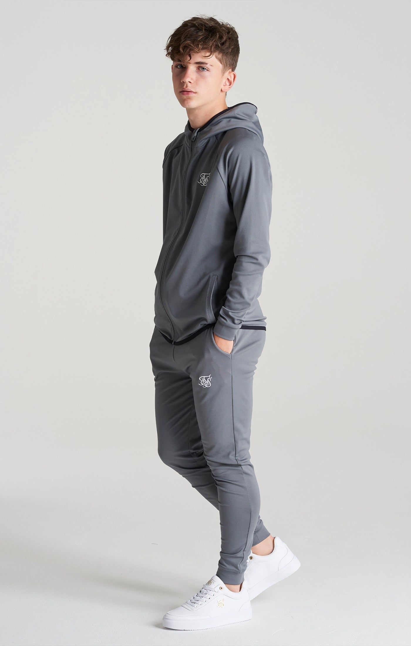 Boys Grey Zip Thru Hoodie sold by Siksilk product image thumbnail 3