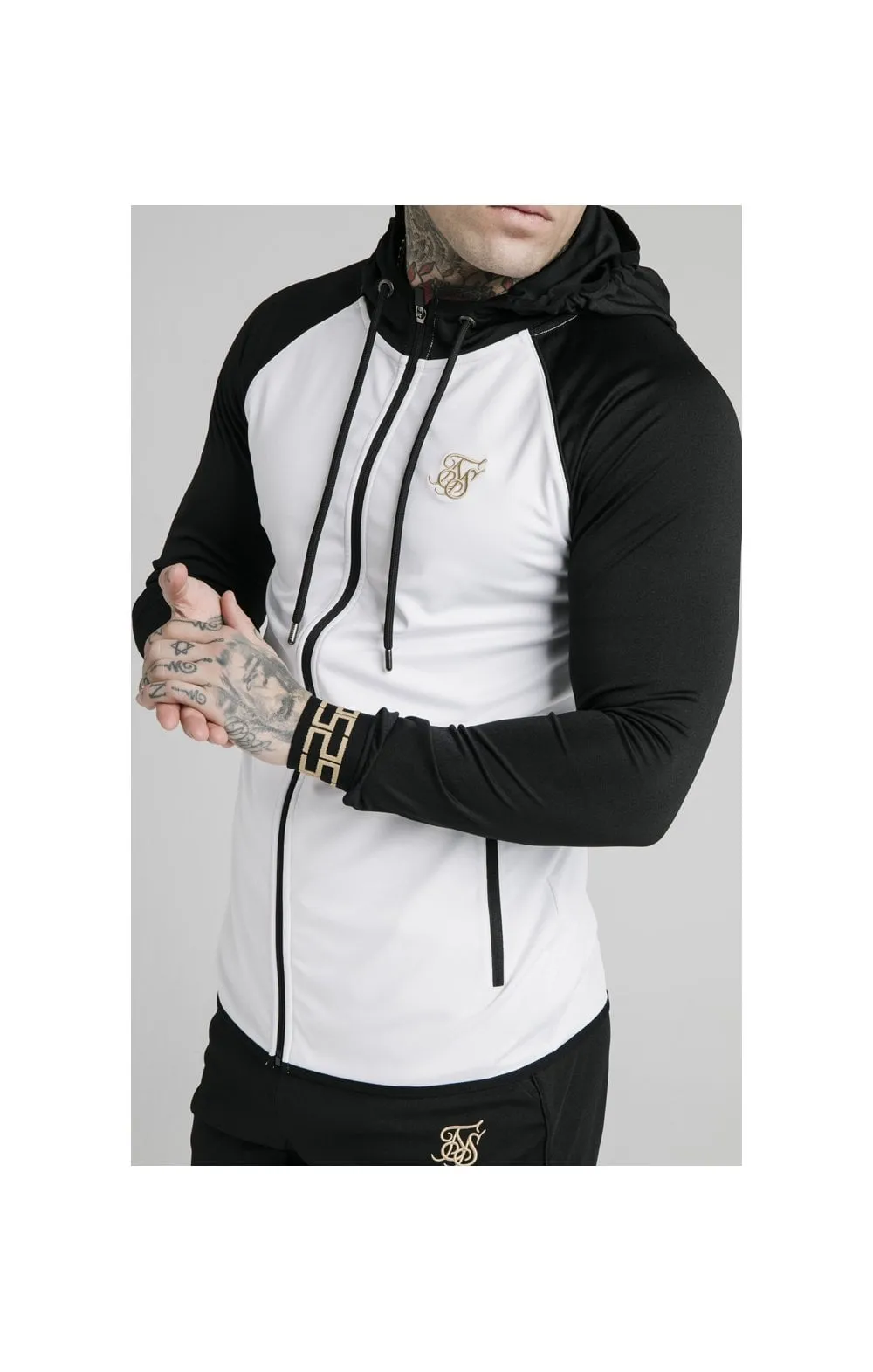 SikSilk Contrast Scope Zip Through Hoodie - Black & White sold by Siksilk product image thumbnail 2