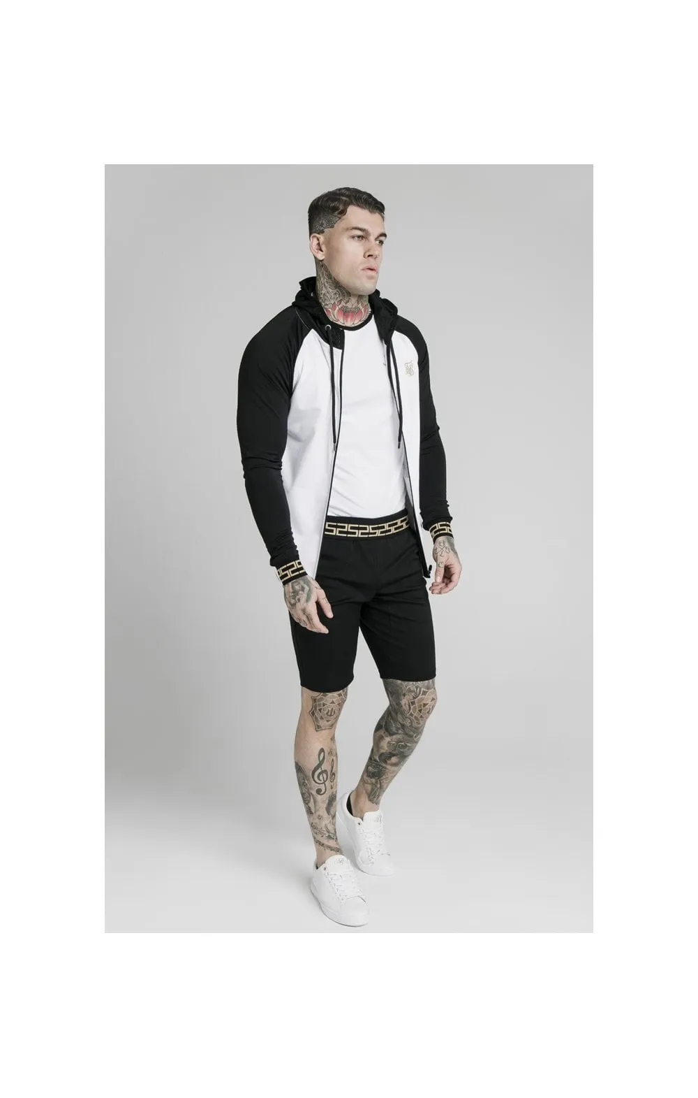 SikSilk Contrast Scope Zip Through Hoodie - Black & White sold by Siksilk product image thumbnail 3