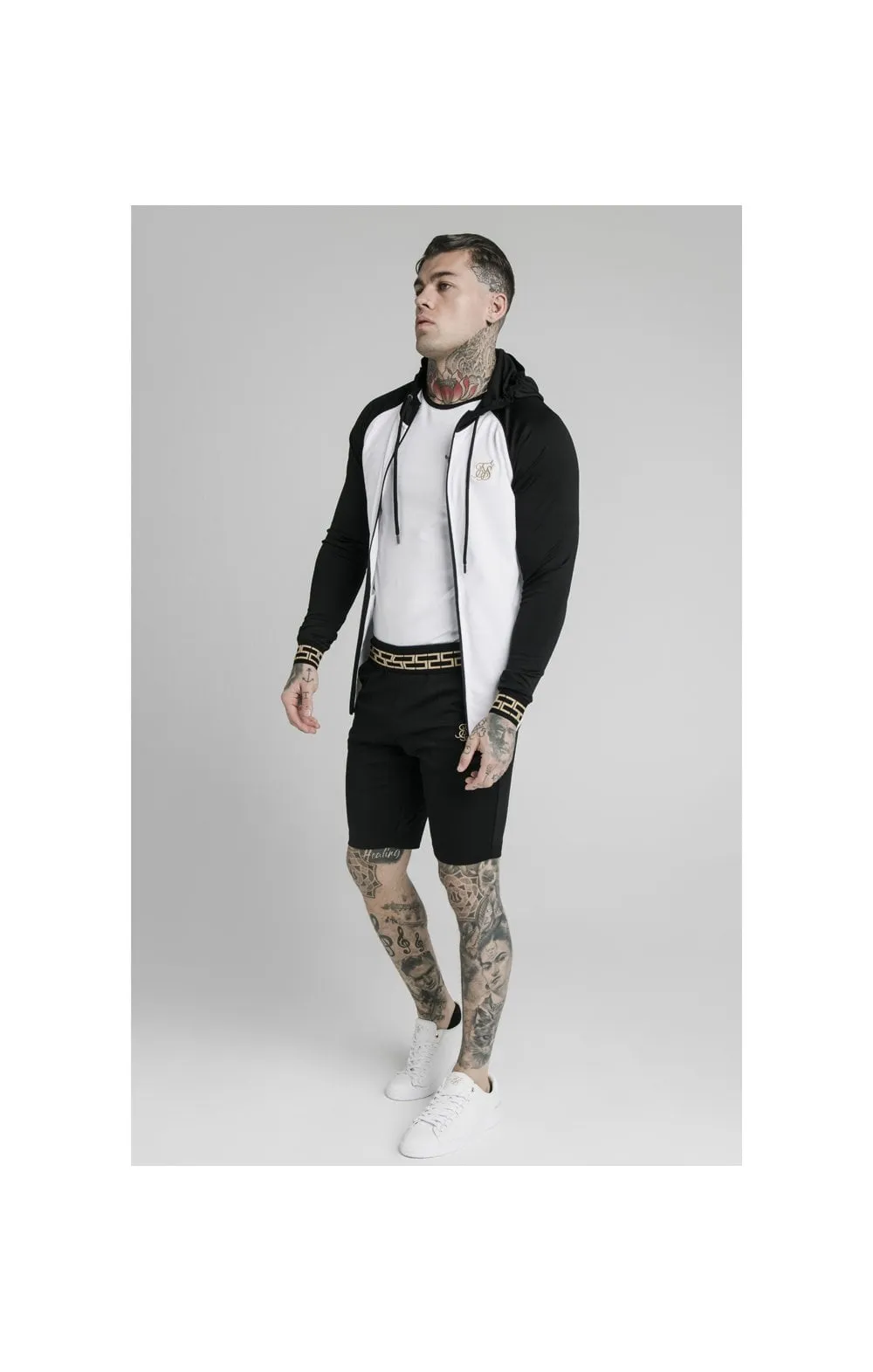 SikSilk Contrast Scope Zip Through Hoodie - Black & White sold by Siksilk product image thumbnail 4
