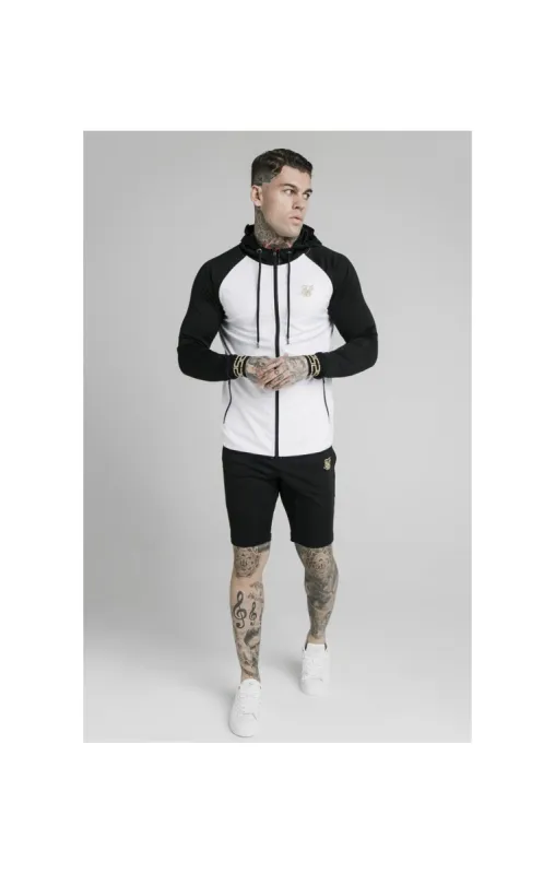 SikSilk Contrast Scope Zip Through Hoodie - Black & White sold by Siksilk