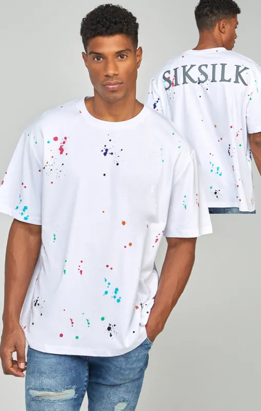White Paint Splatter Oversized T-Shirt sold by Siksilk
