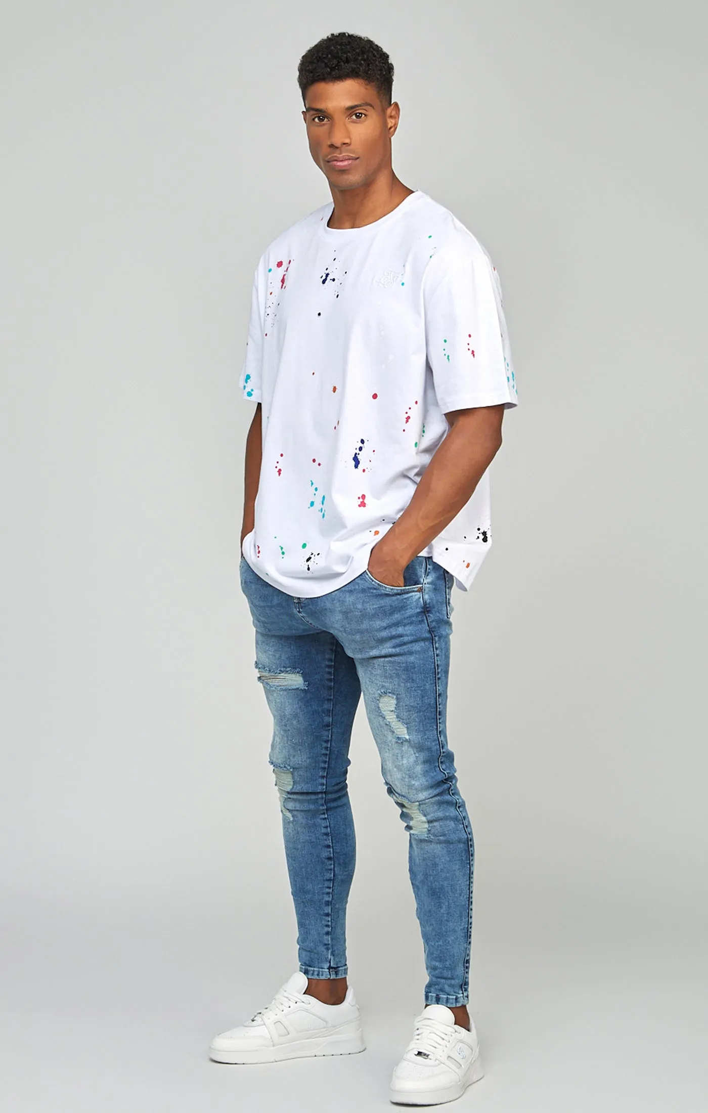 White Paint Splatter Oversized T-Shirt sold by Siksilk product image thumbnail 3