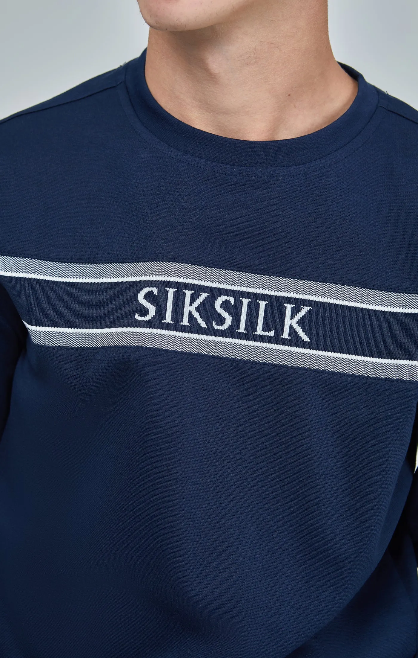 Boys Navy Panel Detail Sweatshirt sold by Siksilk product image thumbnail 3