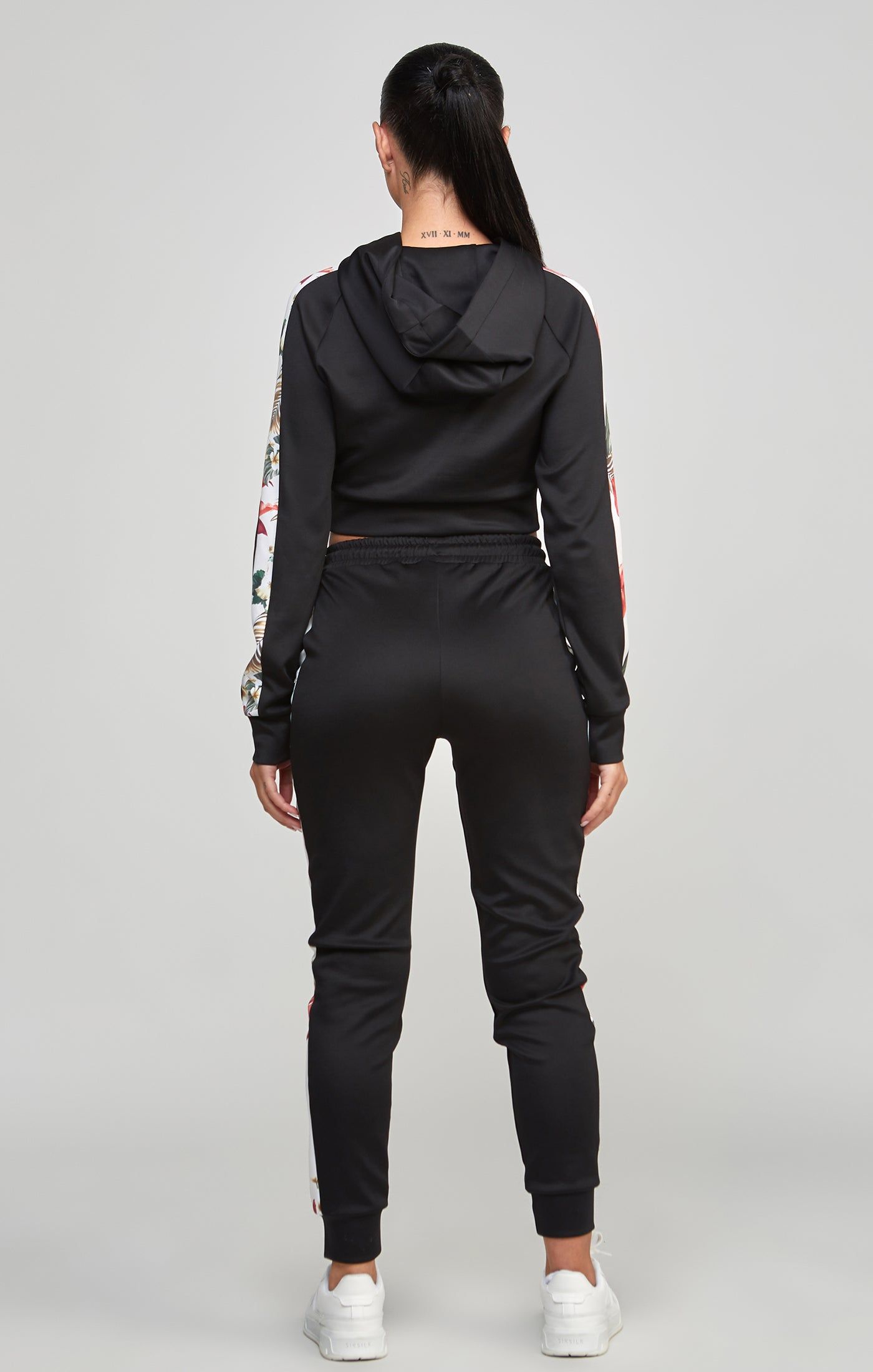 Black Floral Panelled Crop Hoodie sold by Siksilk product image thumbnail 5