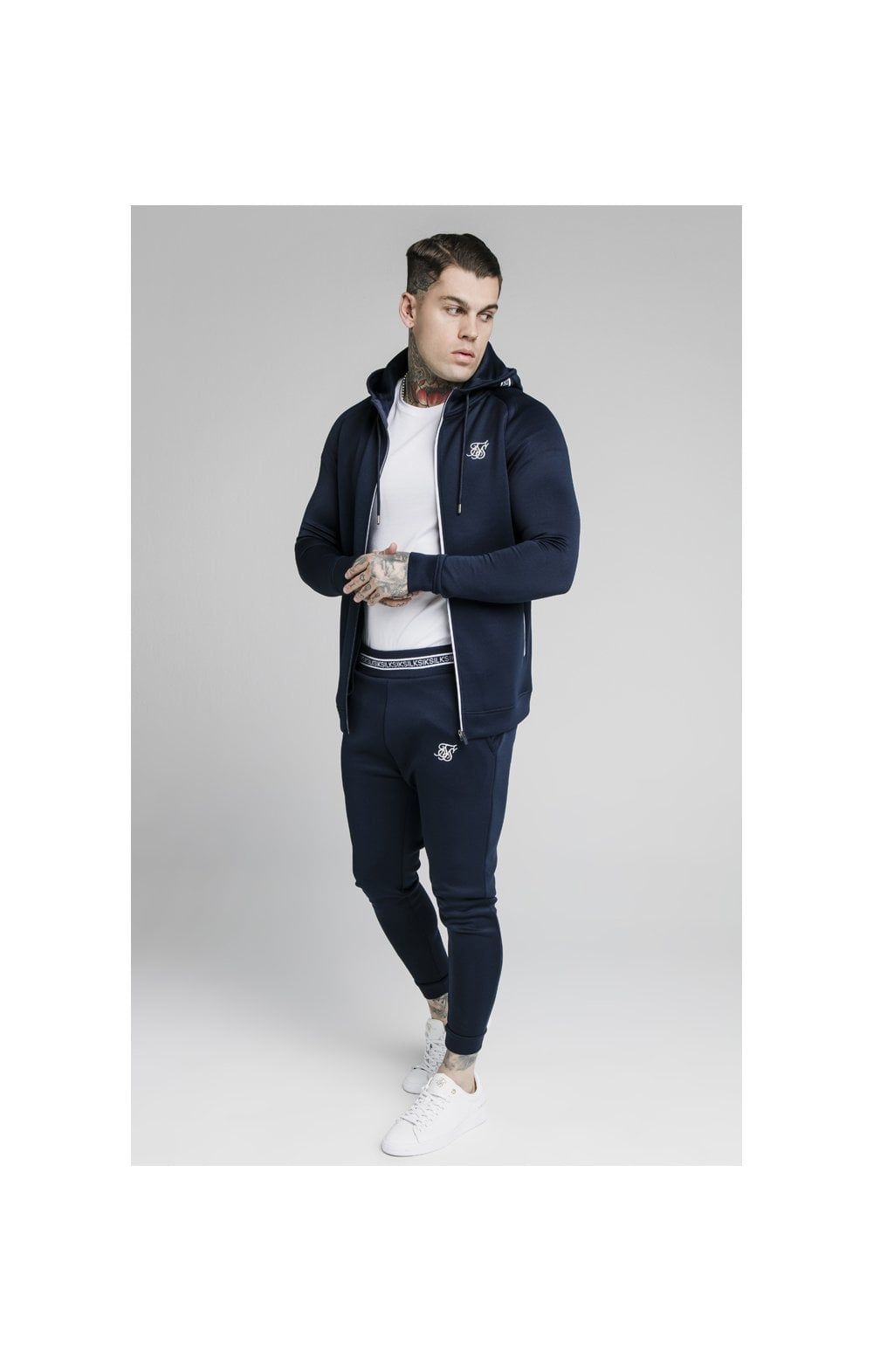 SikSilk Element Zip Through Hoodie - Navy & White sold by Siksilk product image thumbnail 5