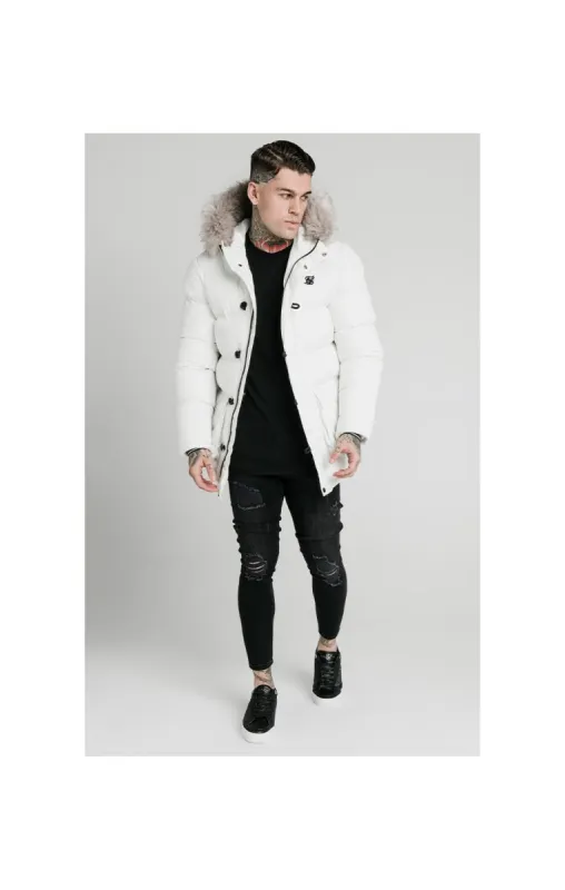 SikSilk Rip Stop Puff Parka - White sold by Siksilk