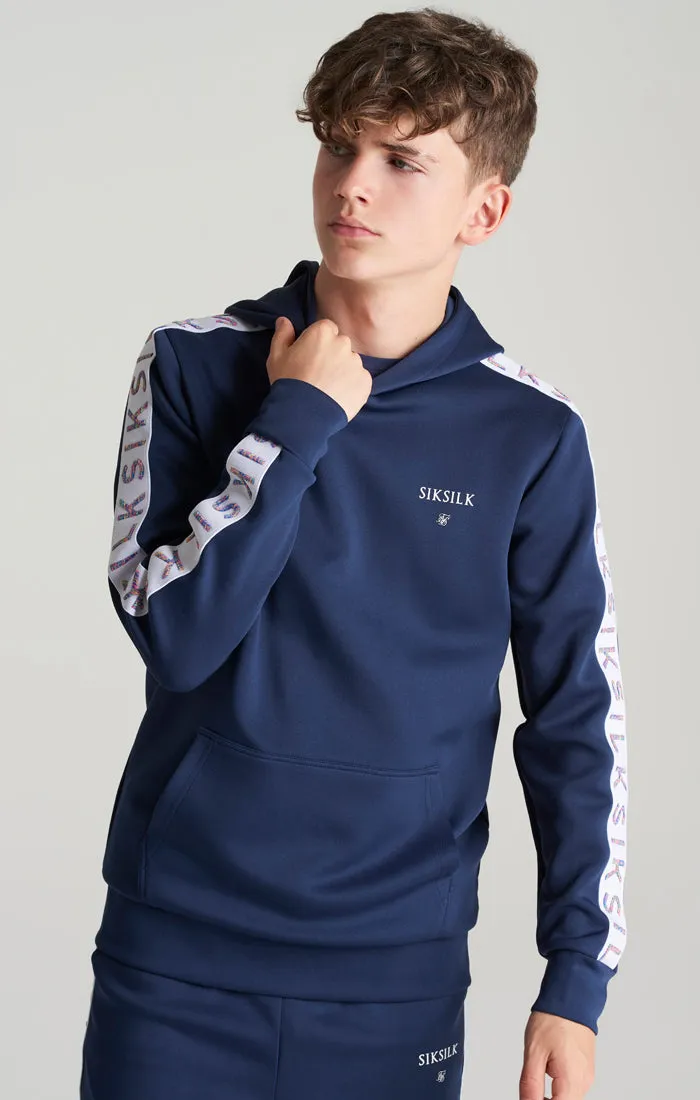 Boys Navy Taped Overhead Hoodie sold by Siksilk product image thumbnail 4