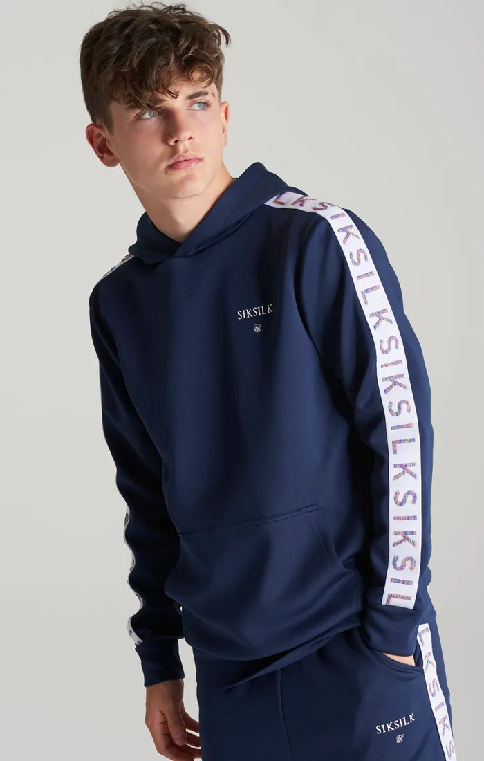 Boys Navy Taped Overhead Hoodie sold by Siksilk