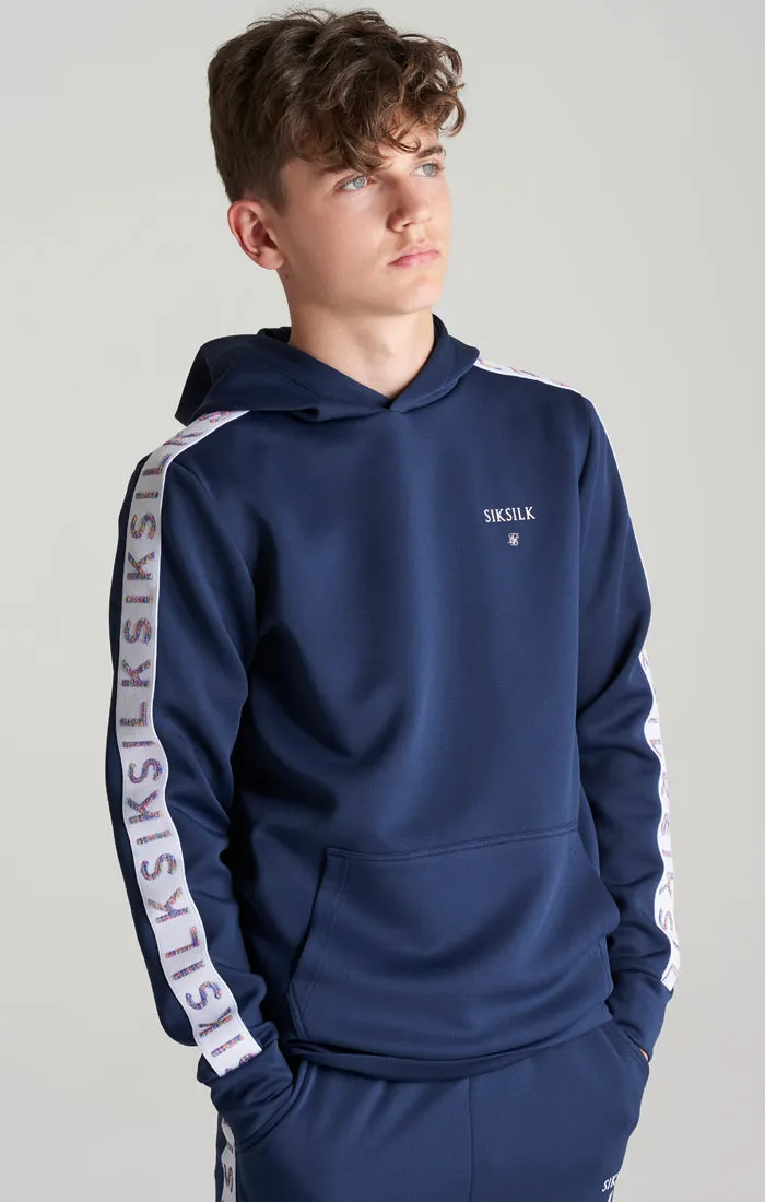 Boys Navy Taped Overhead Hoodie sold by Siksilk product image thumbnail 3