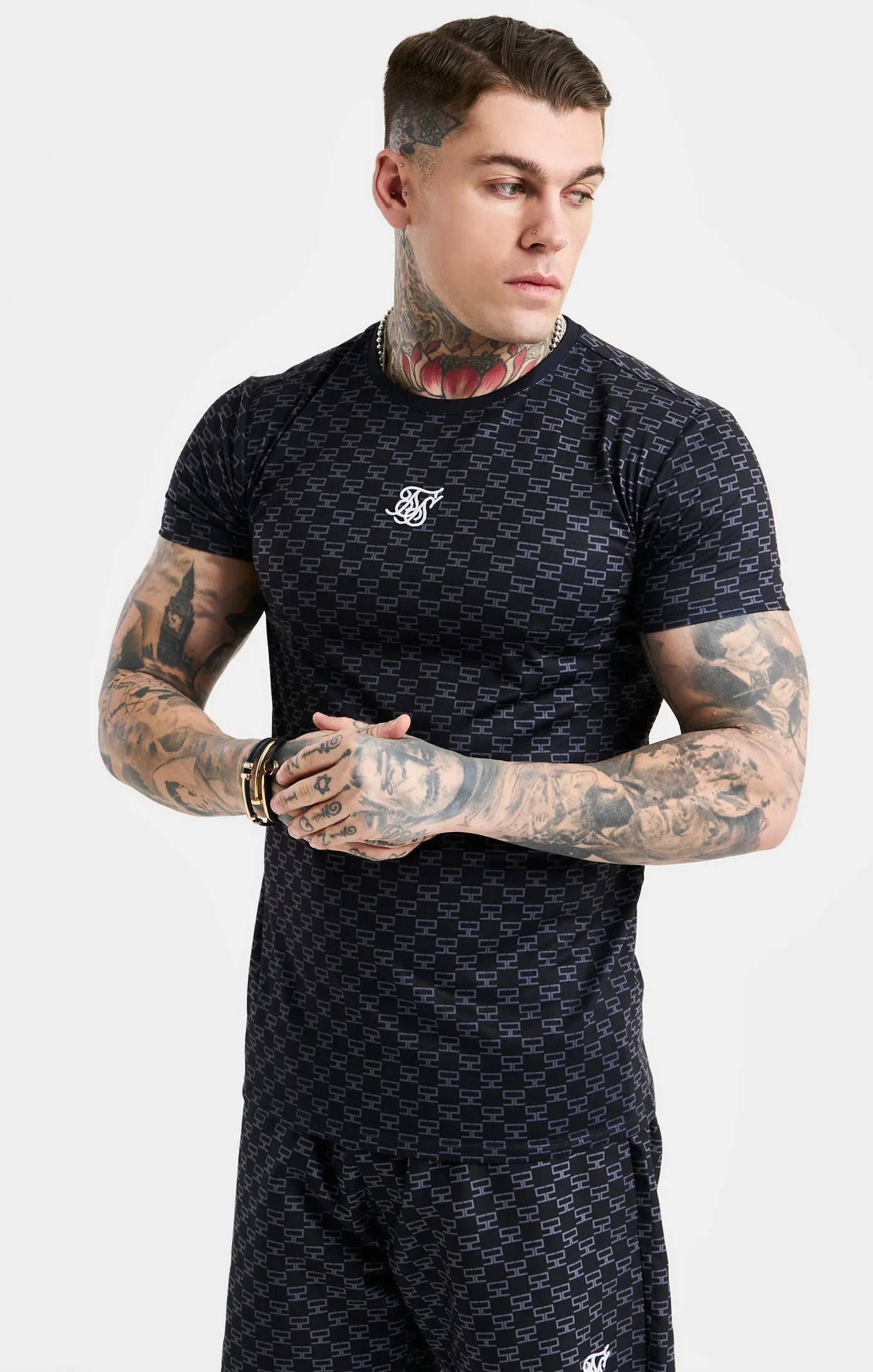 SikSilk Monogram Tee - Black sold by Siksilk