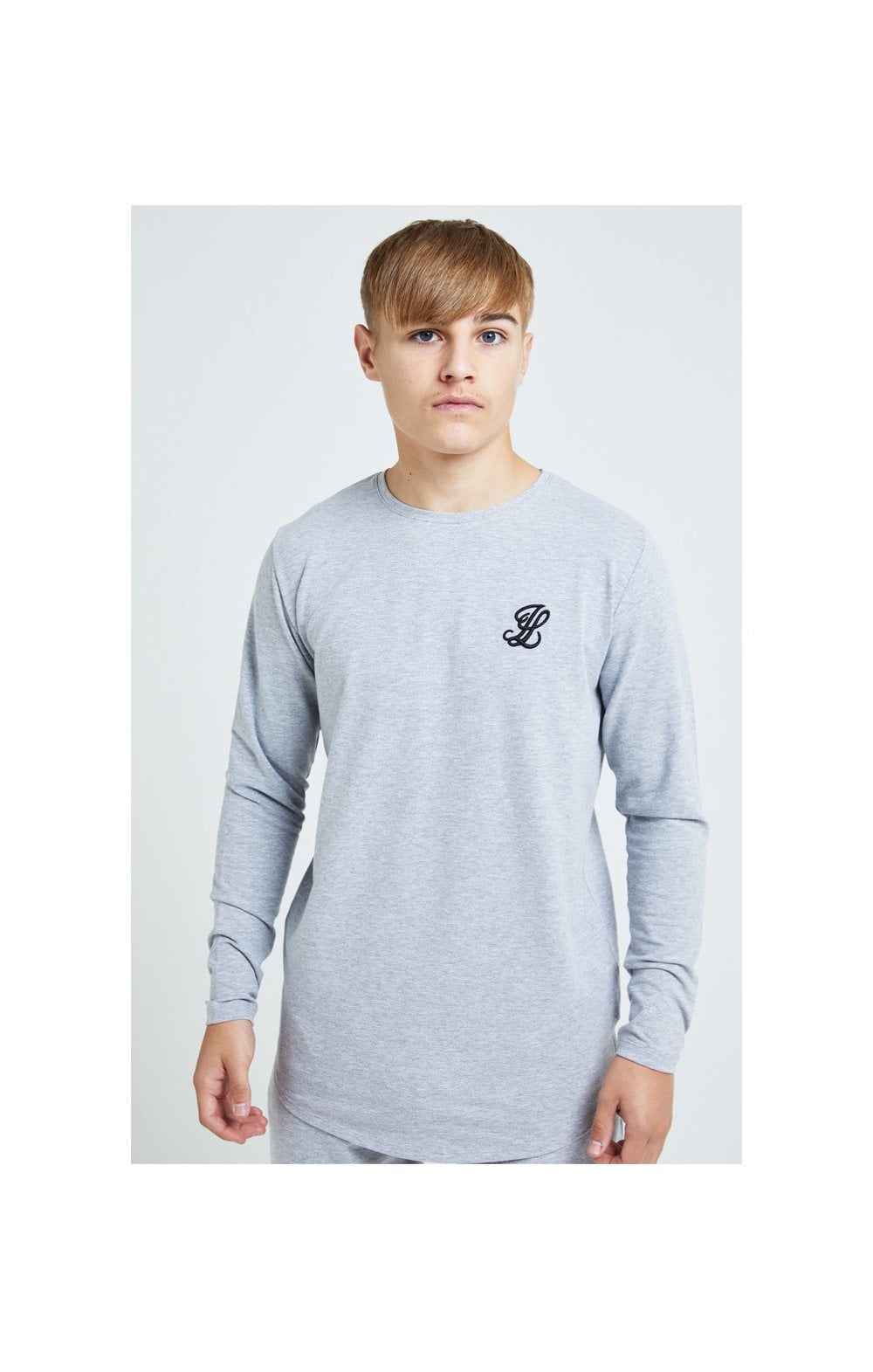 Boys Illusive Grey Marl Essentials Long Sleeve T-Shirt sold by Siksilk