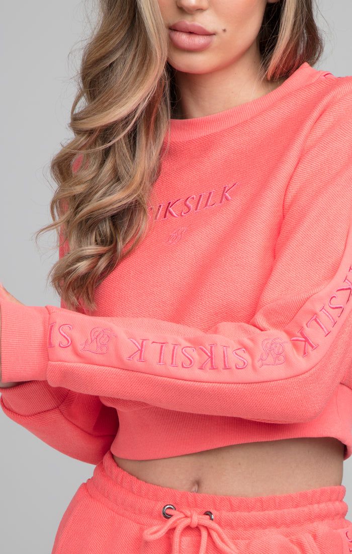 SikSilk Loopback Embroidered Crop Sweat - Pink sold by Siksilk product image thumbnail 3