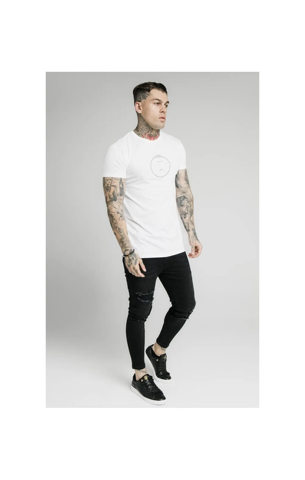 SikSilk Straight Hem Chain Print Box Tee - White sold by Siksilk product image thumbnail 5